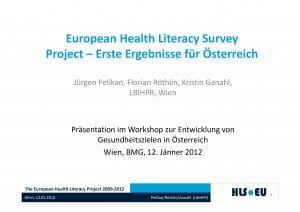Praesentation European Health Literacy Survey Erste Ergebnisse Oesterreich